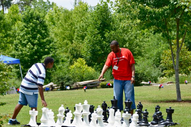 Giant Lawn Chess at the Parisian Promenade