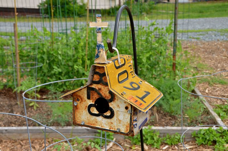 License Plate Church Birdhouse