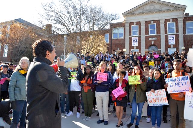 Students in Greensboro Protest in Support of the Movement Started By Parkland Students
