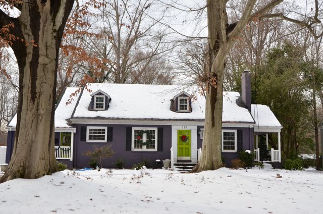 Purple House with Green Door on Beverly Place