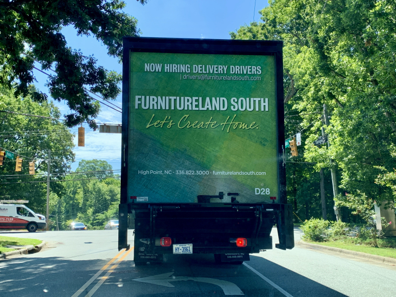 Furnitureland Truck Out Making a Delivery