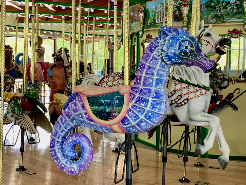 Carved Seahorse on the Rotary Club of Greensboro Carousel