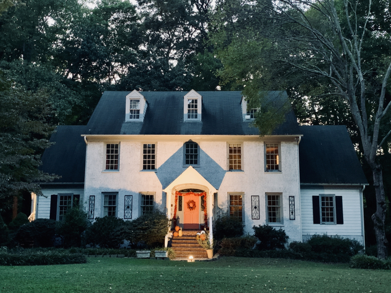Chevron Shadow on House on Tory Hill Drive at Twilight